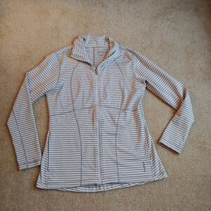 Reebok gray and white striped zip up jacket